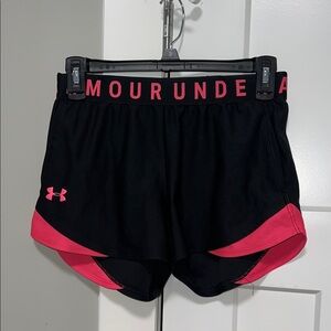 Under Armour Women's Black Shorts with Pink Trim
